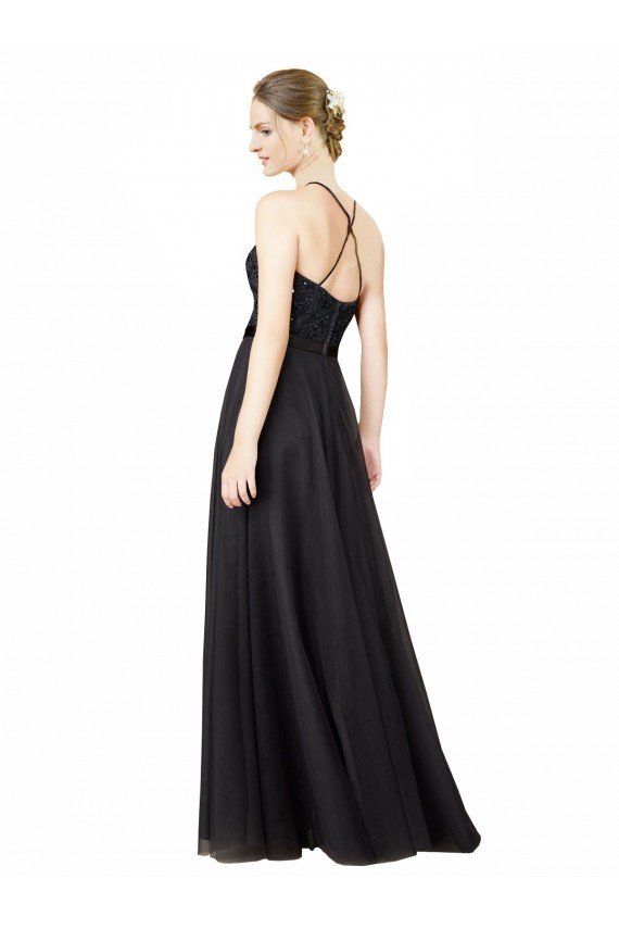 Sweetheart Neckline Long Sleeveless Tulle Bridesmaid Dress with Lace Bodice Bristol