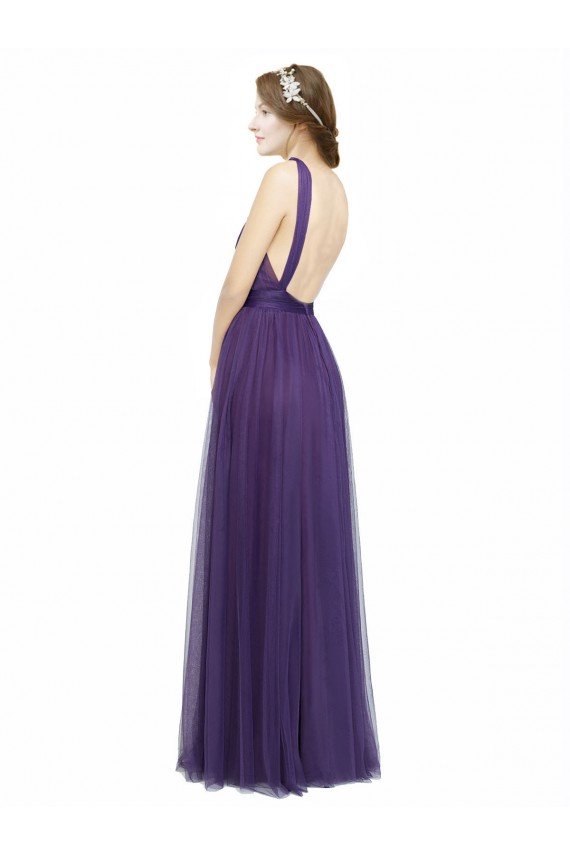 Twisted Straps Sweeheart Long Tulle Bridesmaid Dress Open Back Bristol