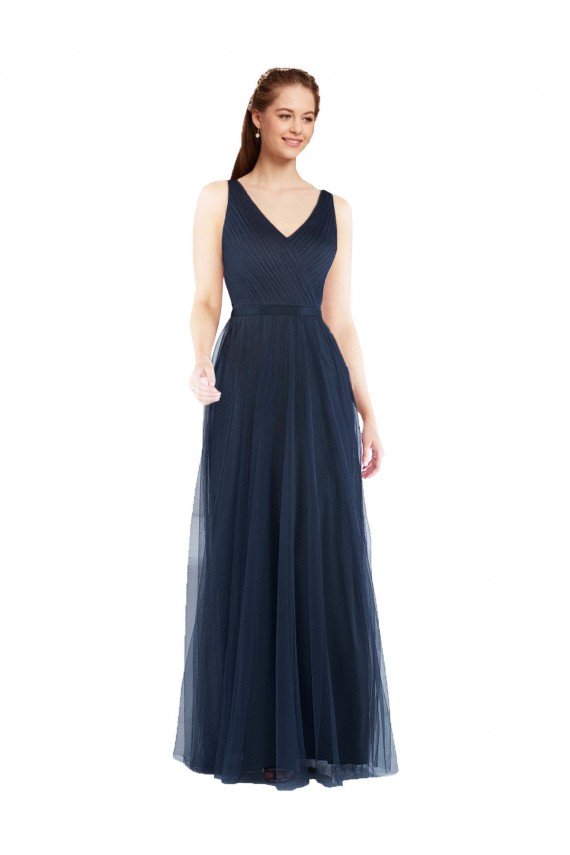 V-Neck Soft and Simple Tulle Bridesmaid Dress Bristol