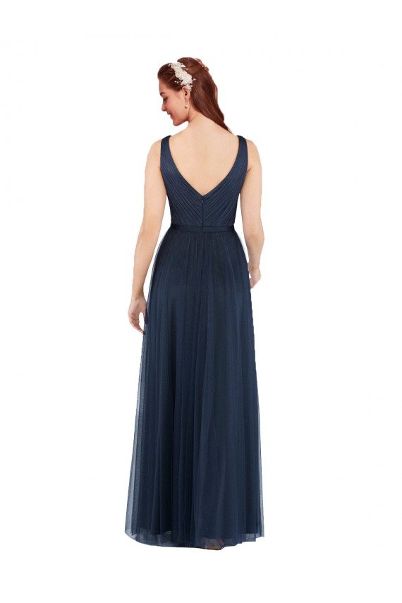 V-Neck Soft and Simple Tulle Bridesmaid Dress Bristol