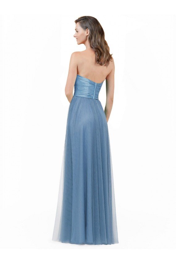 Long Strapless Bridesmaid Dress with Soft Tulle Overlay Bristol