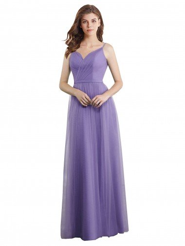 Sweetheart Deep V-Back Tulle Bridesmaid Dress with Draped Bodice Bristol