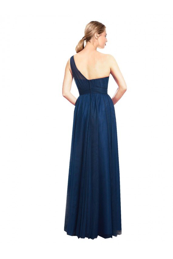 Ruched One Shoulder Tulle A-Line Bridesmaid Dress Bristol