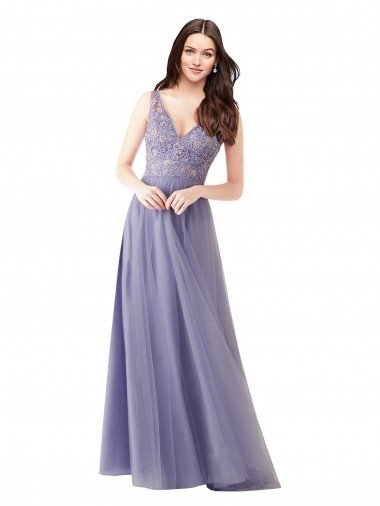Sweetheart Tulle Bridesmaid Dress with Fully Embroidered V-Neck Bodice Bristol
