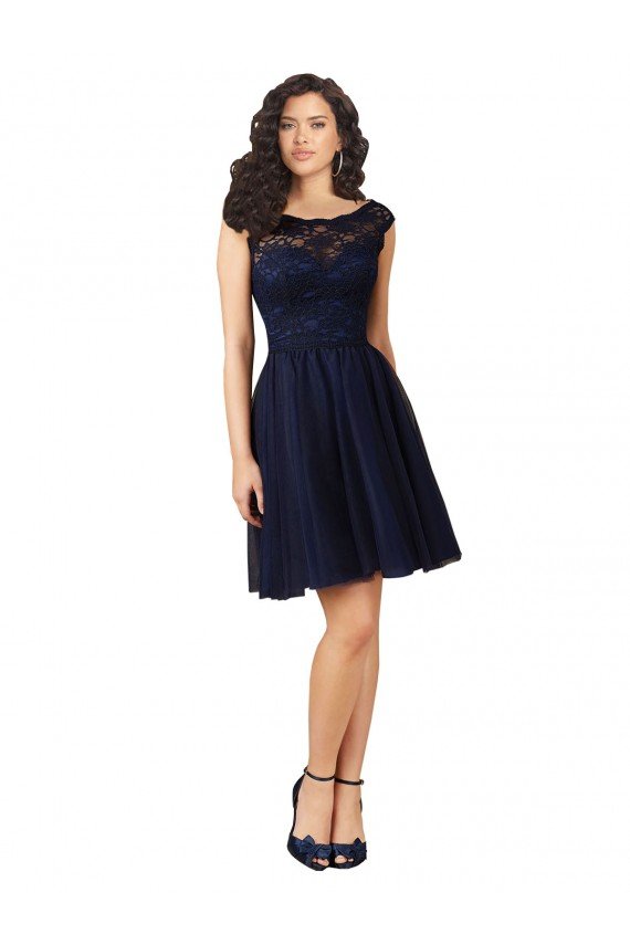 Short Bateau Neck Tulle Cocktail Bridesmaid Dress with Lace Bodice Bristol