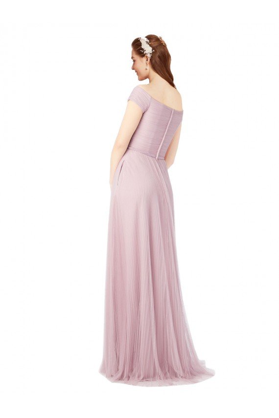 Off the Shoulder Long A-Line Tulle Bridesmaid Dress Bristol