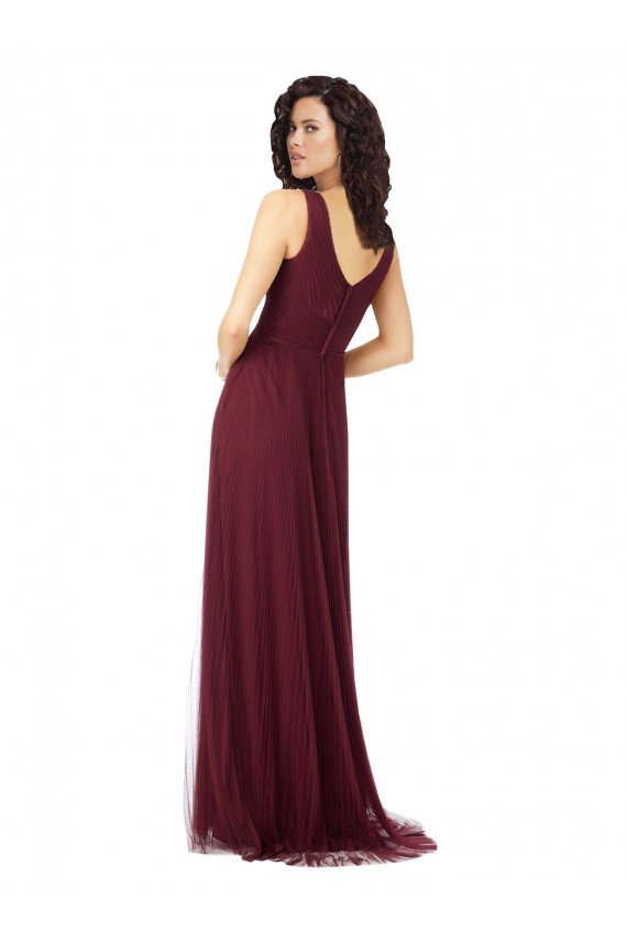 Long A-Line V-Neck Tulle Bridesmaid Dress Bristol