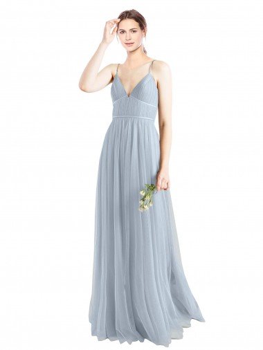 Spaghetti Straps V-Neck Slim A-Line Tulle Bridesmaid Dress Bristol