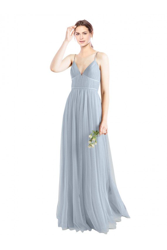 Spaghetti Straps V-Neck Slim A-Line Tulle Bridesmaid Dress Bristol