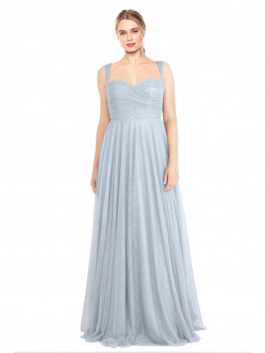 Sweetheart Spaghetti Straps Long Tulle Bridesmaid Dress with Criss Cross Back Bristol