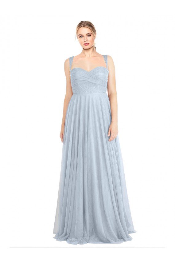 Sweetheart Spaghetti Straps Long Tulle Bridesmaid Dress with Criss Cross Back Bristol