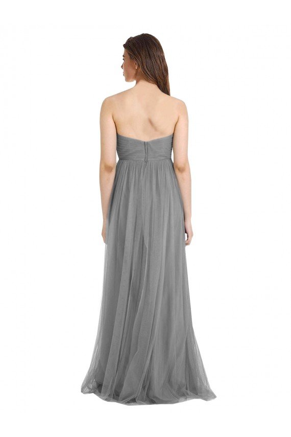 Shirred Strapless Bodice Long Tulle Bridesmaid Dress with Sweetheart Neckline Bristol