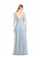 Floor Length Flutter Sleeves Long Tulle Bridesmaid Dress with Side Slit Bristol