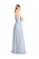 Plunging Deep V-Neck Long Tulle Bridesmaid Dress with V-Back Bristol