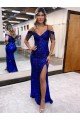 Cold Shoulder Sleeveless Long Floor Length Velvet Sequin Prom Dress with Slit Bristol