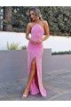 Halter Sleeveless Long Floor Length Velvet Sequin Prom Dress with Slit Bristol