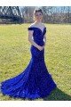Off the Shoulder Sleeveless Long Sweep Train Velvet Sequin Prom Dress Bristol