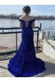 Off the Shoulder Sleeveless Long Sweep Train Velvet Sequin Prom Dress Bristol