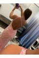 Open Back One Shoulder Sleeveless Long Sweep Train Velvet Sequin Prom Dress Bristol