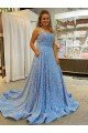 A-Line Scoop Sleeveless Long Court Train Velvet Sequin Prom Dress Bristol