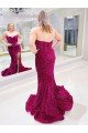 Long Sweetheart Sleeveless Sweep Train Velvet Sequin Prom Dress with Slit Bristol