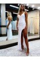 Sleeveless V-Neck Long Floor Length Velvet Sequin Prom Dress with Slit Bristol