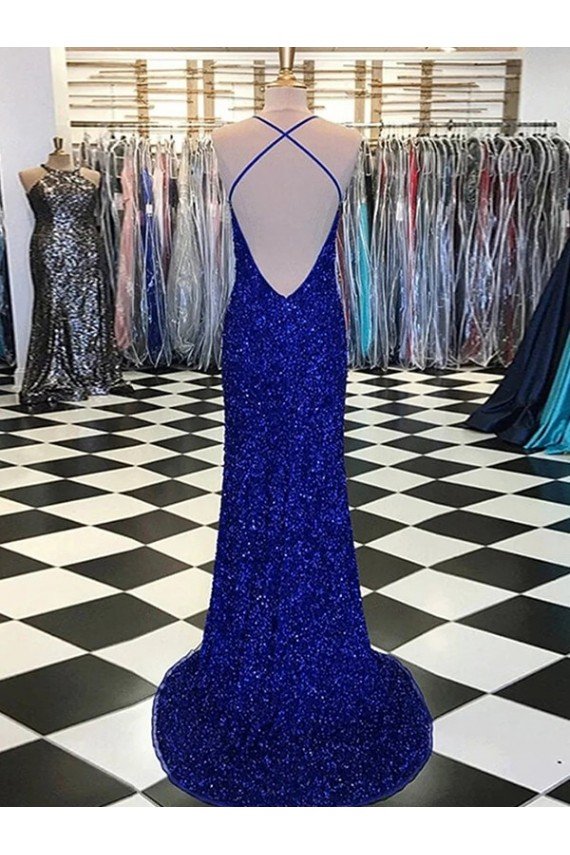 V-Neck Sleeveless Long Velvet Sequin Prom Dress Bristol