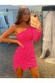 Short Velvet Sequin One Shoulder Long Sleeves Homecoming Dress / Prom Dress Bristol
