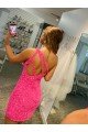 Short One Shoulder Sleeveless Velvet Sequin Homecoming Dress / Prom Dress Bristol