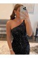 One Shoulder Sleeveless Short Velvet Sequin Homecoming Dress / Prom Dress Bristol