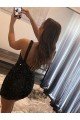 One Shoulder Sleeveless Short Velvet Sequin Homecoming Dress / Prom Dress Bristol