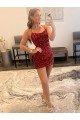 Spaghetti Straps Criss Cross Back Sleeveless Short Velvet Sequin Homecoming Dress / Prom Dress Bristol