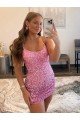 Spaghetti Straps Sleeveless Short Velvet Sequin Homecoming Dress / Prom Dress Bristol