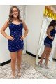 Spaghetti Straps Backless Sleeveless Short Velvet Sequin Homecoming Dress / Prom Dress Bristol