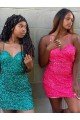 V-Neck Sleeveless Short Velvet Sequin Cocktail Dress Bristol