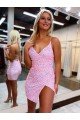 V-Neck Sleeveless Short Velvet Sequin Cocktail Homecoming Dress / Prom Dress Bristol