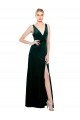 Sleek V-Neck Long Formal Velvet Bridesmaid Dress / Prom Dress with Side Slit Bristol