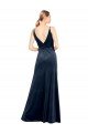 V-Back Long Velvet Bridesmaid Dress / Prom Dress with Notched V-Neck and Spaghetti Straps Bristol