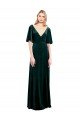 Deep V-Neck Flutter Sleeves Long Velvet Wrap Bridesmaid Dress / Prom Dress Bristol