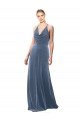 Halter Cowl Neck Long A-Line Velvet Bridesmaid Dress / Prom Dress with Keyhole Back Bristol