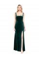 Square Neck Full Length Velvet Bridesmaid Dress / Prom Dress with Side Slit Bristol