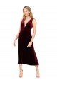 Daring Plunging V-Neckline Short Midi Cocktail Length Velvet Bridesmaid Dress / Prom Dress Bristol