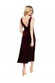 Daring Plunging V-Neckline Short Midi Cocktail Length Velvet Bridesmaid Dress / Prom Dress Bristol