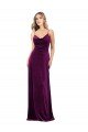 Draped Neckline Spaghetti Straps Formal Velvet Bridesmaid Dress / Prom Dress Bristol