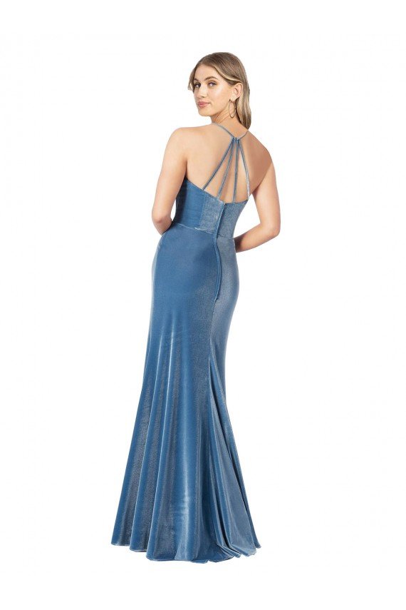 Vintage Velvet High Neck Formal Bridesmaid Dress / Prom Dress with Strappy Back Bristol