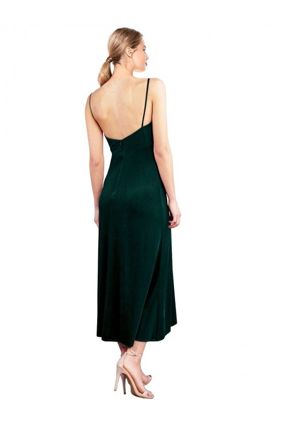 Midi Cocktail Length Cowl Neck Velvet Slip Bridesmaid Dress / Prom Dress Bristol
