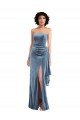 Strapless Formal Velvet Maxi Bridesmaid Dress / Prom Dress with Draped Skirt Bristol