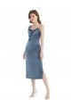 Midi Length Asymmetrical One Shoulder Velvet Slip Bridesmaid Dress / Prom Dress Bristol