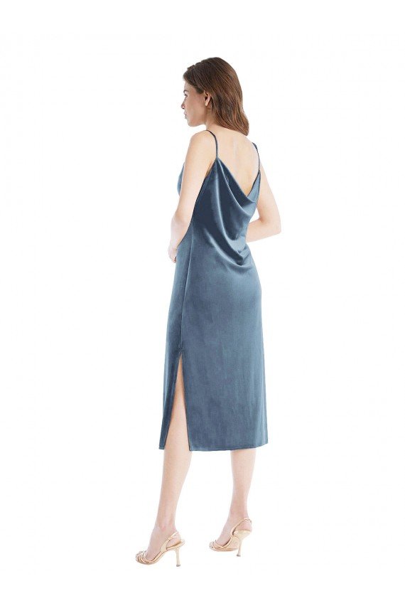Midi Length Asymmetrical One Shoulder Velvet Slip Bridesmaid Dress / Prom Dress Bristol