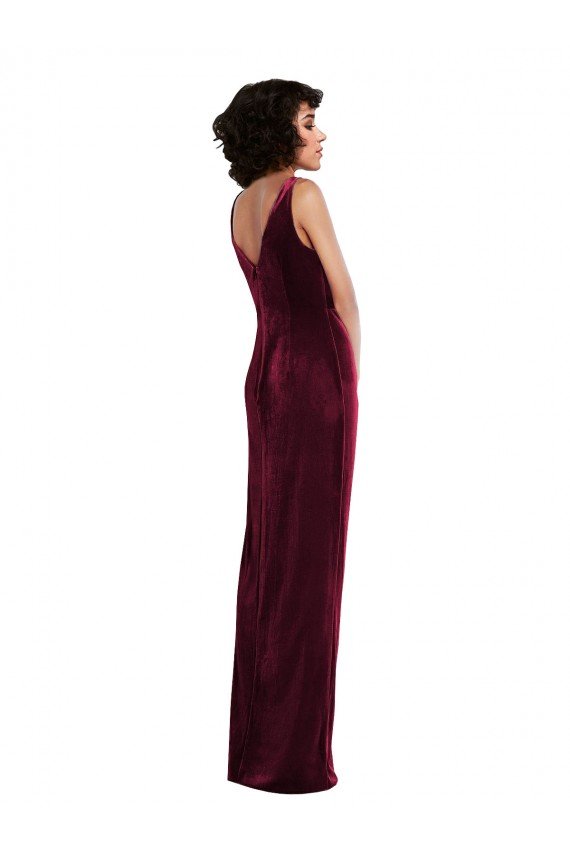 Draped Skirt Faux Wrap Velvet Maxi Bridesmaid Dress / Prom Dress Bristol